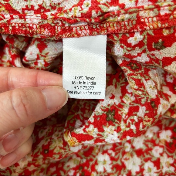 Sonoma Floral Maxi Dress Tiered Hem Drop Waist Autumn Red Yellow Boho Cottage XL - Picture 3 of 13